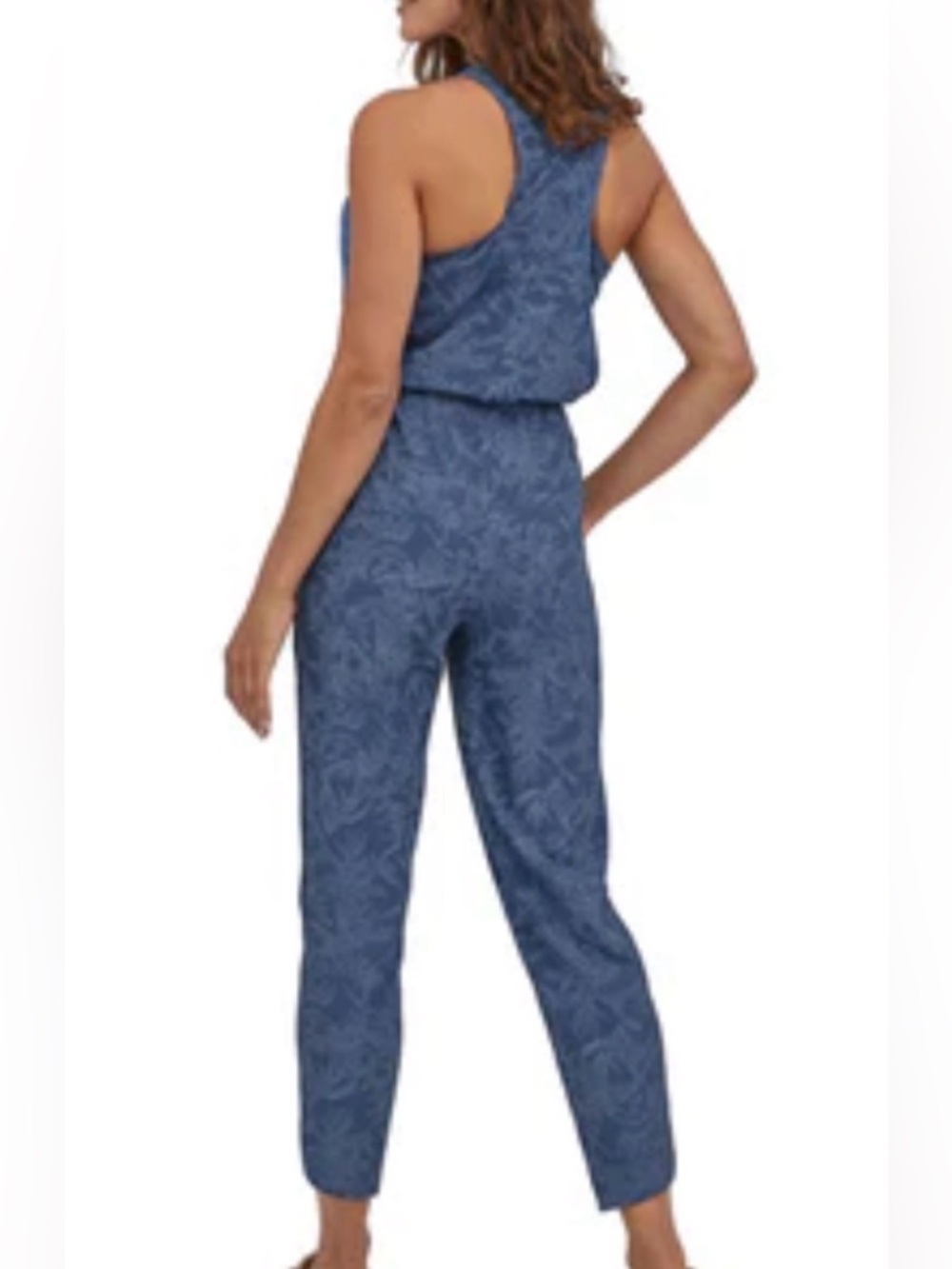 Patagonia Fleetwith Romper Jumpsuit Blue Print Sleeveless Stretch Size Small - Picture 4 of 9